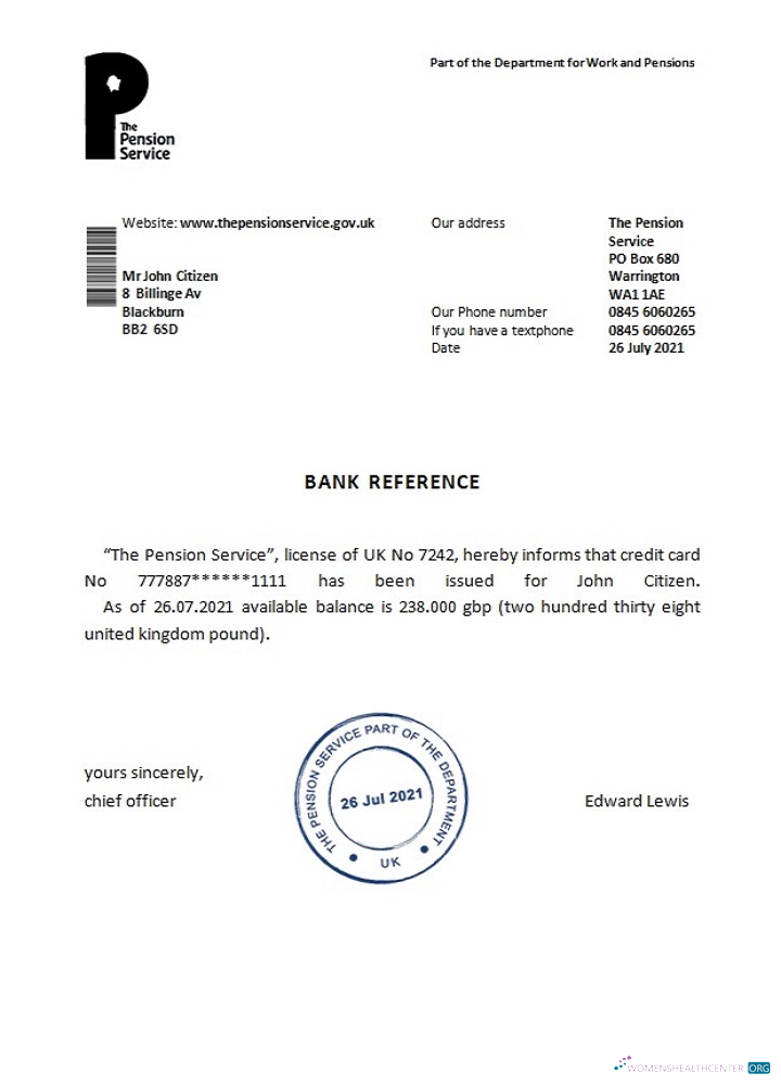 Download United Kingdom The Pension Service reference Photoshop template